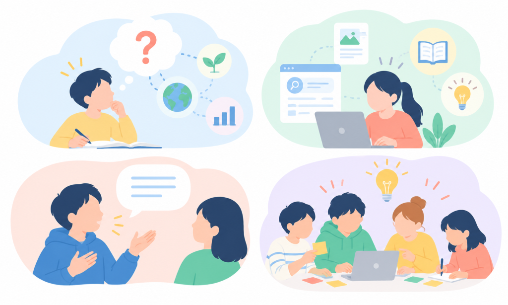 学びと創造の4つの場面のイメージ